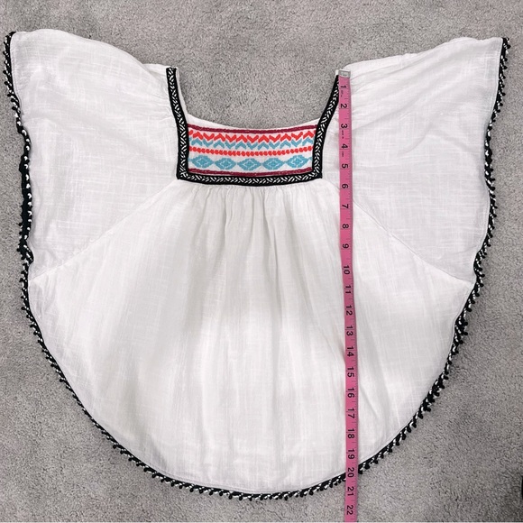 Cat & Jack Girls Sz L (10/12) White Boho Embroidered Top 100% Cotton - Picture 6 of 9
